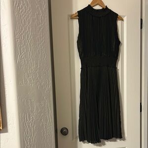 Nanette Lepore Black & Gold Sleeveless Mock Neck Midi Dress